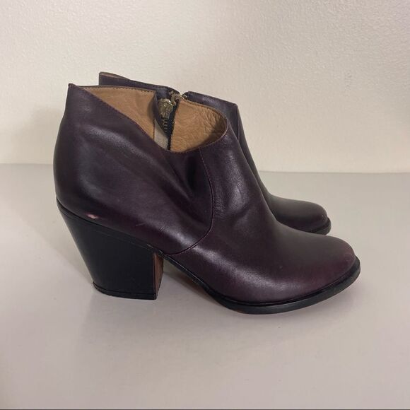 Fortress of Inca Purple Leather Heeled Booties - Picture 1 of 8